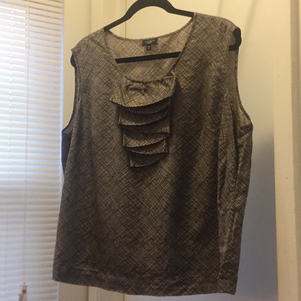 Brown silk blend shell top
